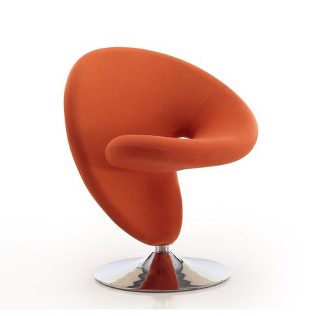 MANHATTAN COMFORT Curl Swivel Accent Chair in Orange and Polished Chrome AC040-OR